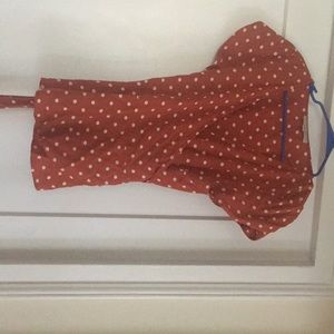 Loft brown polka dot peplum blouse.